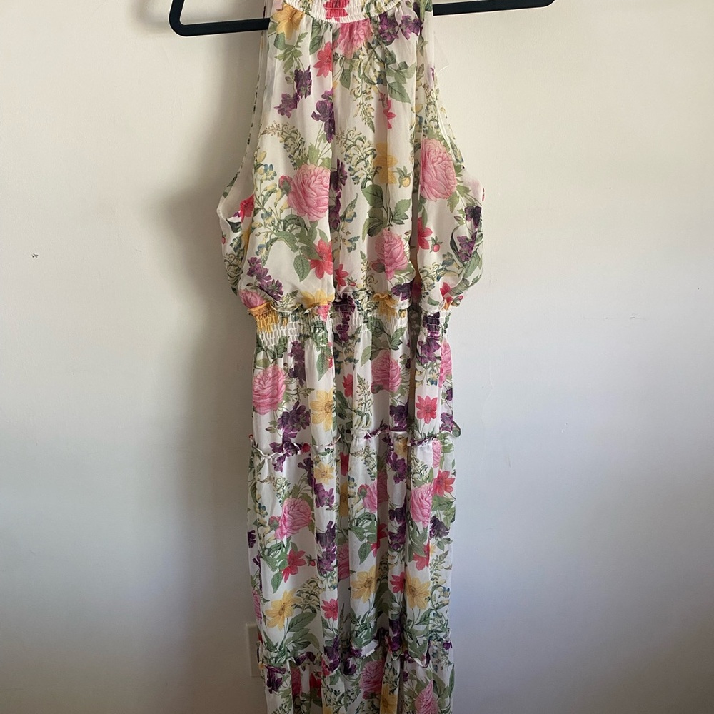 Sleeveless Floral Maxi Dress Feminine Romantic Cottagecore Spring
